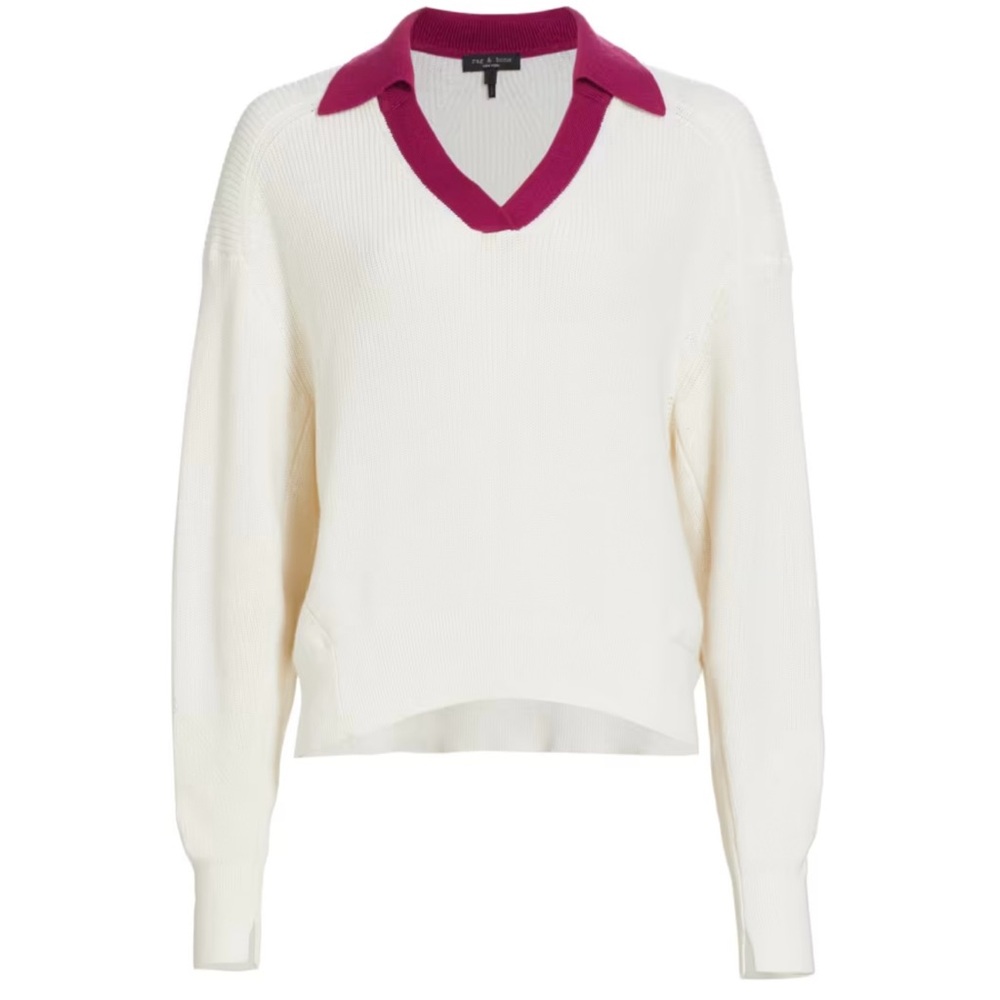 rag & bone Brianne Knit Polo Sweater Cotton Cashmere
